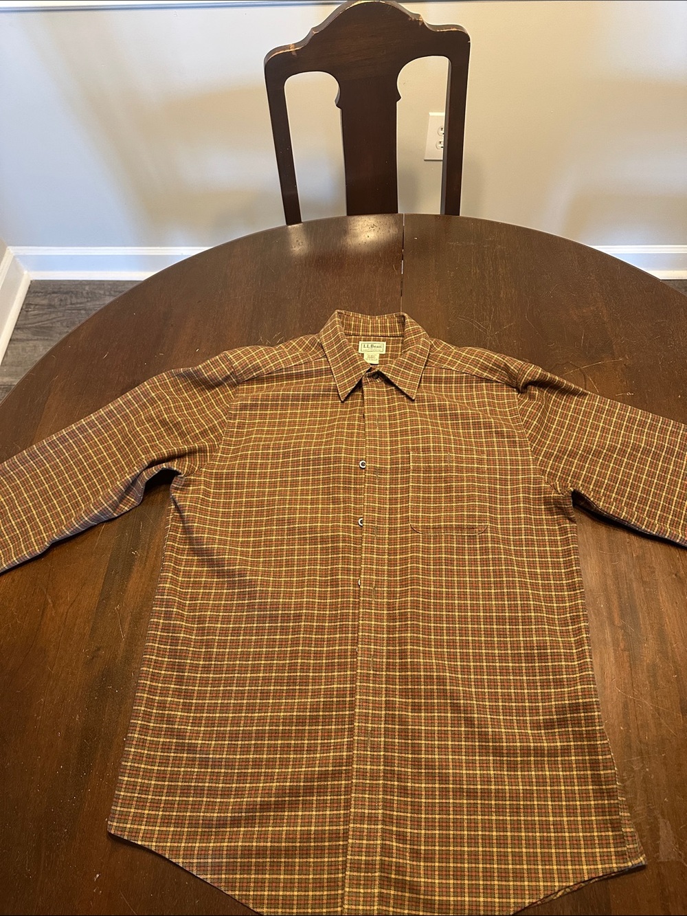 L.L. Bean Brown Plaid Dress Flannel Button-Down Shirt